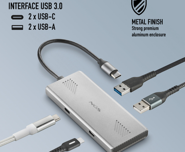 HUB 4 PUERTOS USB-C WONDERDUO-C GRIS NGS